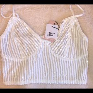 Tiger Mist Emmie whiten sequin crop top!